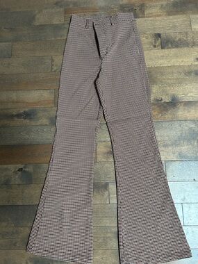 Brown houndstooth flared pants